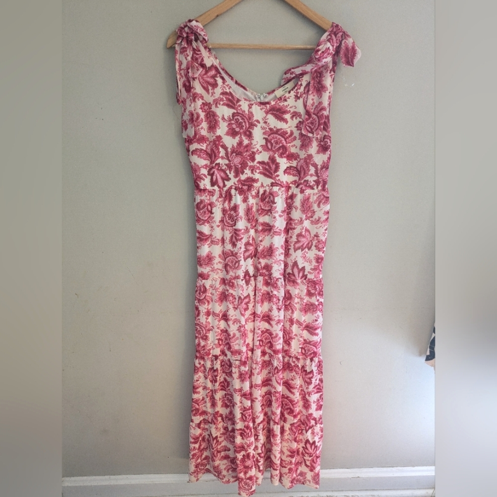 Entro Pink Floral Tiered Maxi Dress Size L